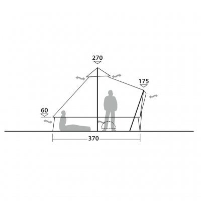 Height sketch for Robens Klondike 6-person tent