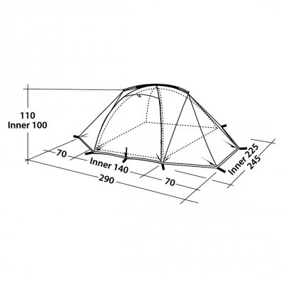 Måttskiss Robens Lodge 2 Kupoltält