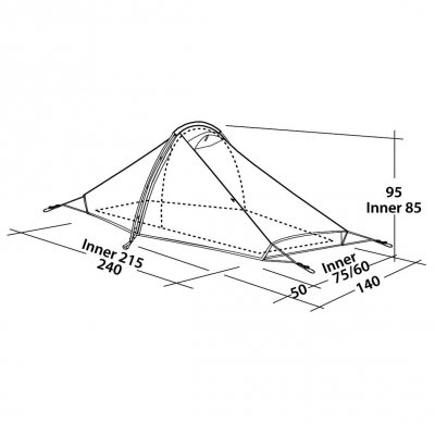 Dimensional drawing for Robens Starlight 1 tent.
