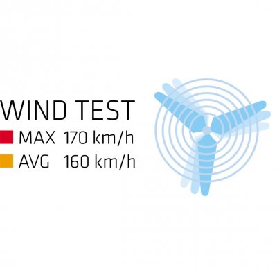 The tent is tested to withstand winds of up to 170 km / h.
