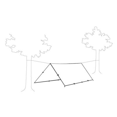 Installation sketch sun / rain shelter between trees