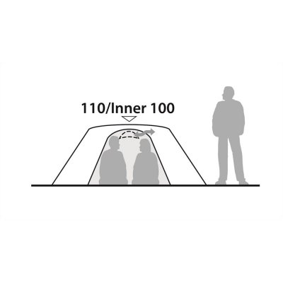 Height sketch Robens Lodge 2 Dome tent.