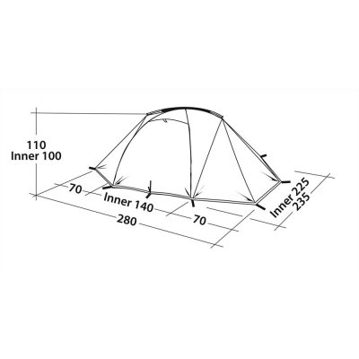 Dimensional sketch Robens Lodge 2 Dome tent