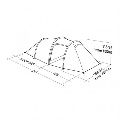 Dimensional sketch Robens Voyager 3EX tent.
