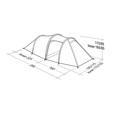 Dimensions for the Robens Voyager Versa 3 tent.