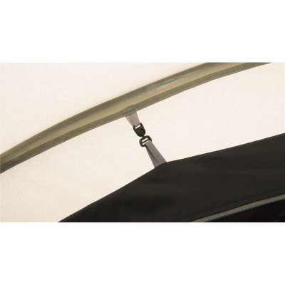 Resilient brackets for the sleeping cabin allow the tent to withstand uneven surfaces.