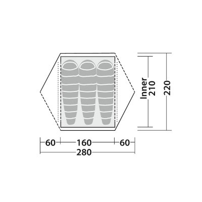 Floorplan for Robens Boulder 3 3-person dome tent