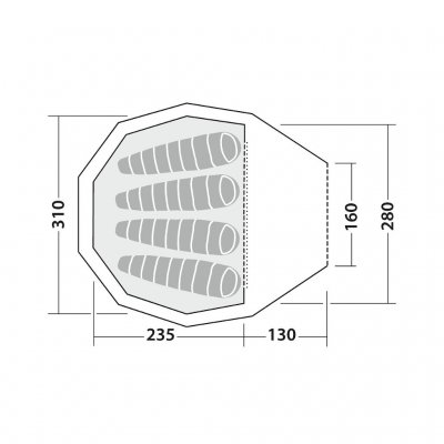 Floorplan for Robens Green Cone PRS 4-person tipping tent.