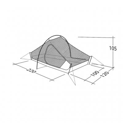 Dimensional drawing for Robens Chaser 3XE tent.