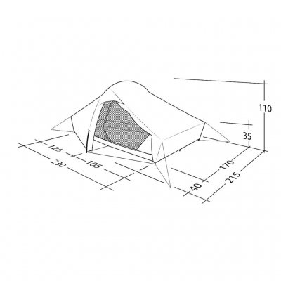 Dimensional drawing for Robens Chaser 3XE tent.