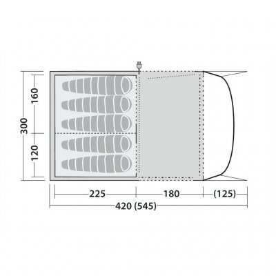 Floor plan for Robens Wolf Moon 5XP camp tent.