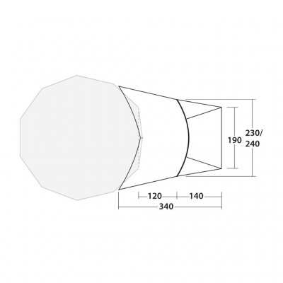 Dimensions from above for Robens Tipi Extension PRS