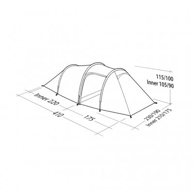 Dimensional drawing Robens Pioneer 4EX tent.
