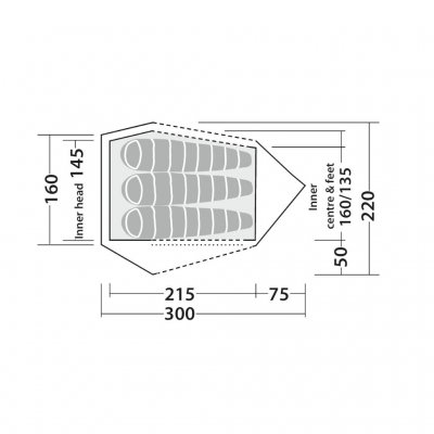 Floorplan for Robens Challenger 3XE tent.