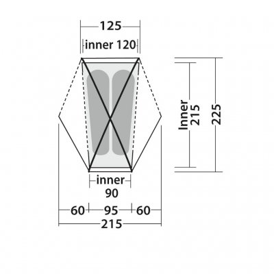 Floor plan for Robens Seeker 2 2-person dome tent