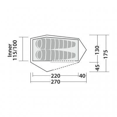 Floor plan of Robens Cress 2 Pro Tent