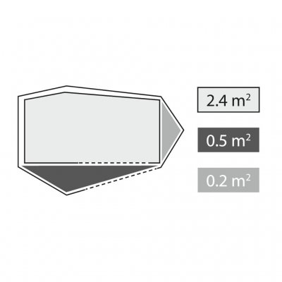 Sleeping cabin with storage pocket at the foot end of the Robens Cress 2 Pro 2-person tent