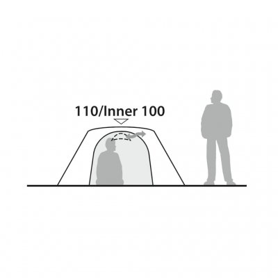 Height dimensions of the Robens Aster 2 Pro dome tent
