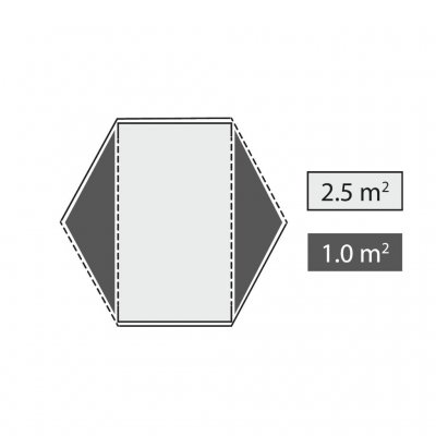 Layout of sleeping cabin and vestibule for the Robens Aster 2 Pro