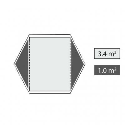 Layout of sleeping cabin and vestibule for the Robens Aster 3 Pro