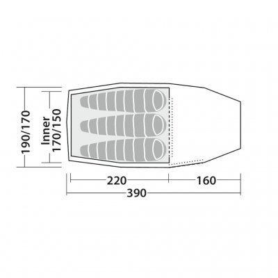 Floor plan of the 3-person tent Robens Sage 3 Pro