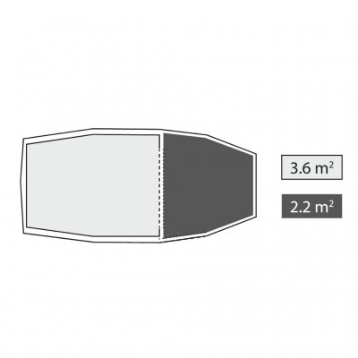 Layout of the sleeping cabin and vestibule for the Robens Sage 3 Pro