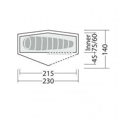 Floor plan for Robens Starlight 1 Exp tent.