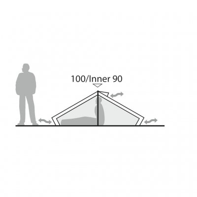 Elevation drawing for Robens Starlight 1 Exp - 1-person tent.
