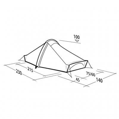 Dimensional drawing for Robens Starlight 1 Exp tent.