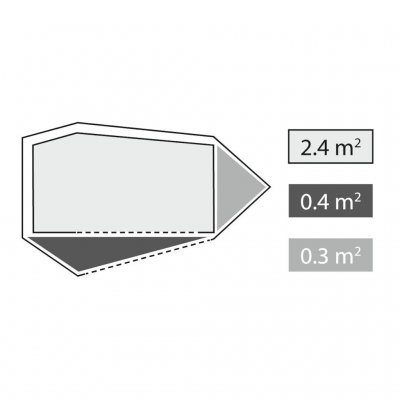 Layout of inner tent and porch area for the Robens Challenger II.
