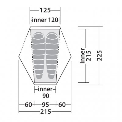 Floor plan for Robens Seeker 2 LW dome tent