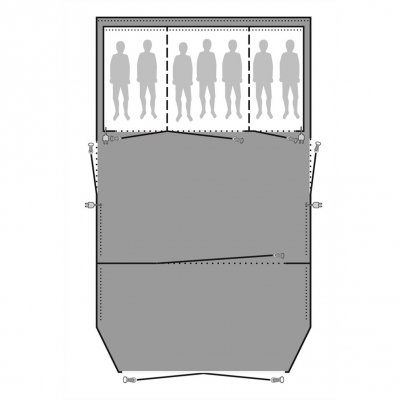Golvskyddet ligger under hela familjetältet och skyddar mot smuts, väta och slitage.