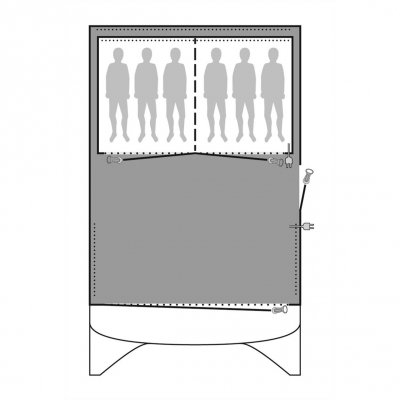 Golvskyddet ligger under hela familjetältet och skyddar mot smuts, väta och slitage.