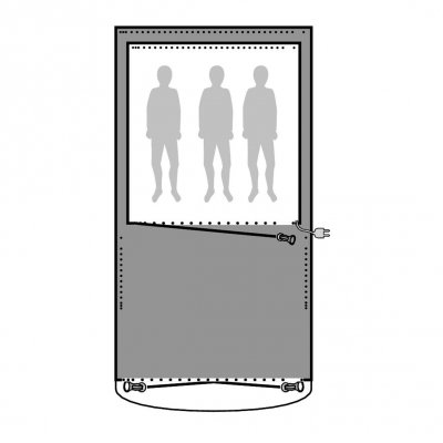 Golvskyddet ligger under hela familjetältet och skyddar mot väta, smuts och slitage.