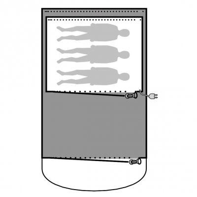 The floor cover is located throughout the entire family tent and protects against moisture, dirt and wear.