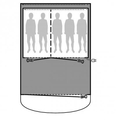 Golvskyddet ligger under hela familjetältet och skyddar mot väta, smuts och slitage.