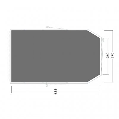 Cover sketch Outwell Parkdale 6PA Floor cover with folded edges. Also provides a floor in the front room.