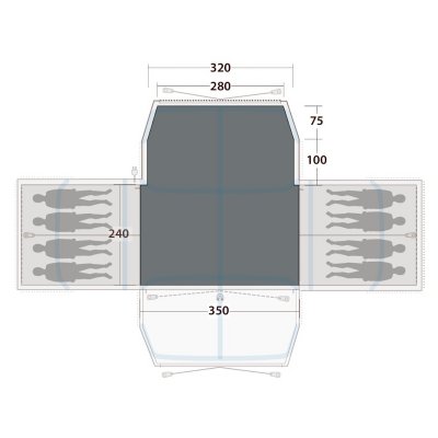 Dimension sketch for tent carpet.