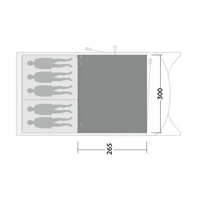 The carpet covers the entire family tent's living room.