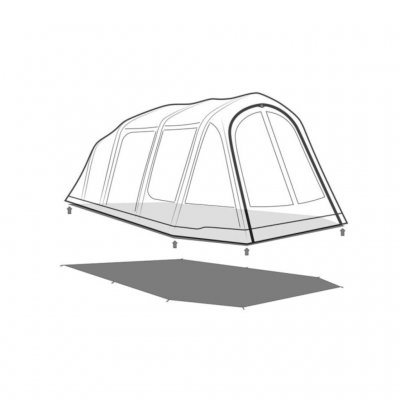 The footprint is placed under the tent during assembly.