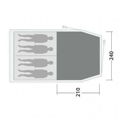 The tent mat covers the entire family room of the Outwell Blackwood 4 family tent.