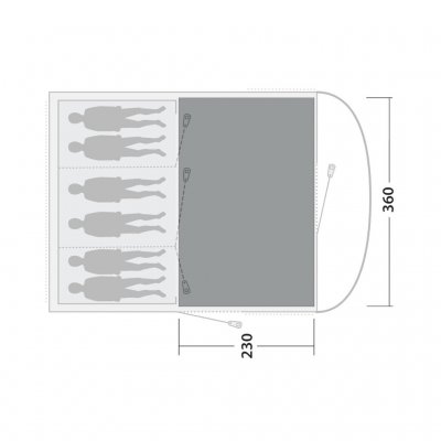 The tent mat covers the entire family room of the Outwell Sky 6 family tent.