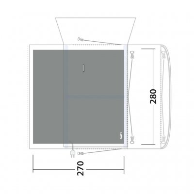 The tent carpet covers the entire living area of the Jonesville 290SA family tent