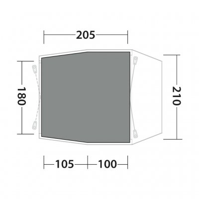 The tent mat covers the entire living room for the Outwell Dunecrest S tent.