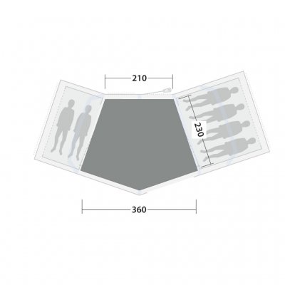 The tent mat covers the entire family room of the Outwell Hartford 6 Air family tent.