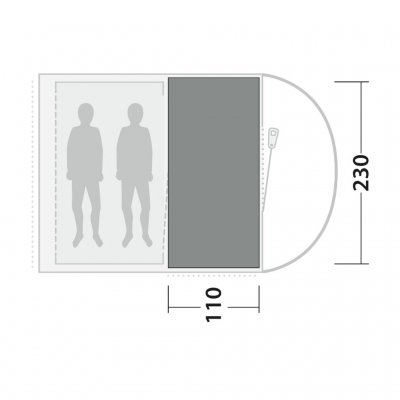 The tent mat covers the entire family room of the Outwell Sky 2 family tent.