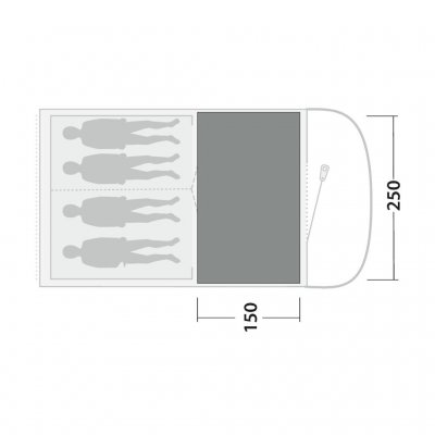 The tent mat covers the entire family room of the Outwell Sky 4 family tent.