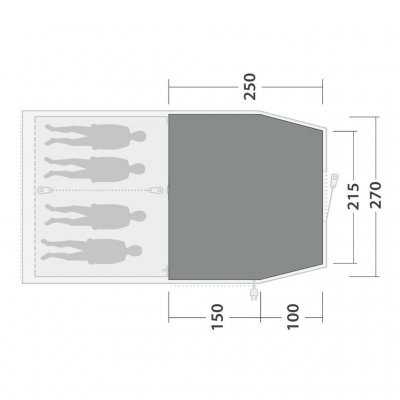 The tent mat covers the entire family room of the Outwell Nevada 4 family tent.