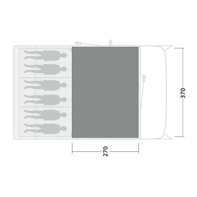 The tent mat covers the entire family room of the Outwell Denver 6 family tent.