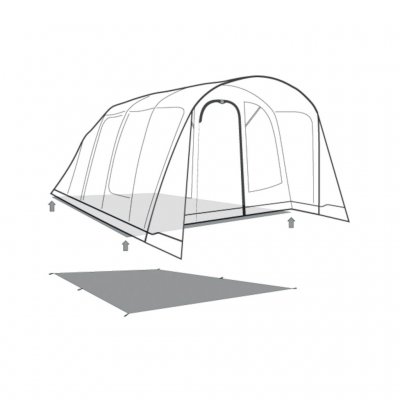 The footprint is placed under the entire family tent and protects against moisture, dirt, and wear.